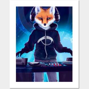 Fox at the DJ booth Posters and Art